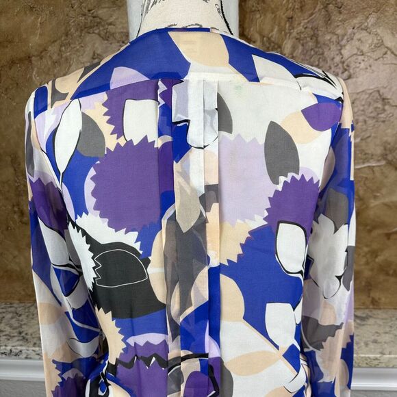 Diane Von Furstenberg 100% Silk Dress Long Sleeve Hi-Lo Floral Summer Dress Sz 6 - Picture 5 of 15